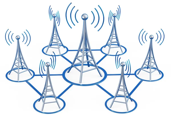 Digital transmitters sends signals from high tower — Stock Photo, Image