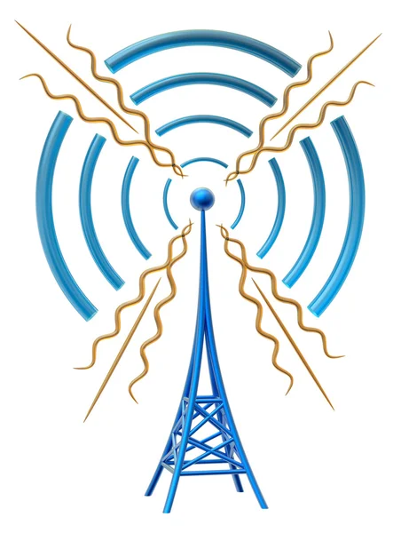 Digital transmitter sends signals from high tower — Stock Photo, Image