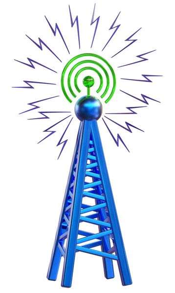 Trasmettitore digitale invia segnali da alta torre Immagine Stock