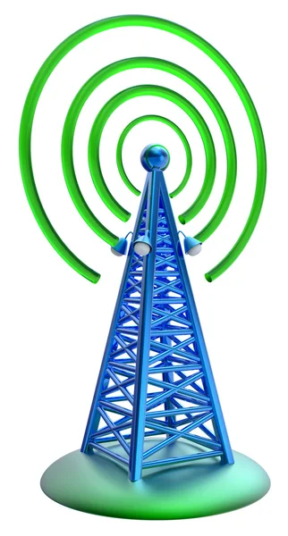 Trasmettitore digitale invia segnali da alta torre Foto Stock Royalty Free