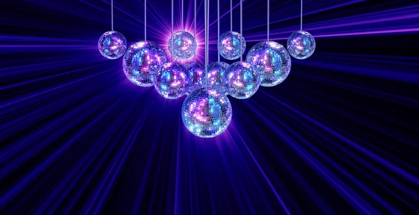 Kleurrijke funky achtergrond met spiegel disco ballen — Stockfoto