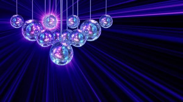 Kleurrijke funky achtergrond met spiegel disco ballen — Stockfoto