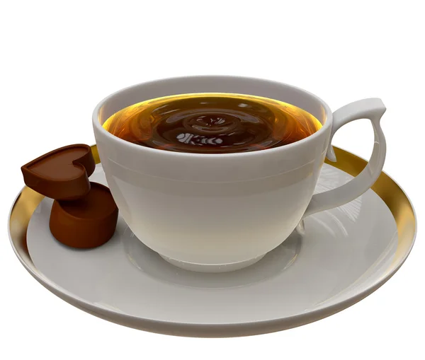 Filiżankę kawy lub herbaty z dwóch kawałków czekolady — Zdjęcie stockowe