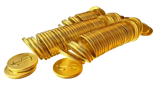 Stacks of gold dollar coins — Stock Photo, Image