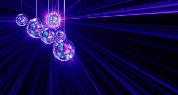 Kleurrijke funky achtergrond met spiegel disco ballen — Stockfoto