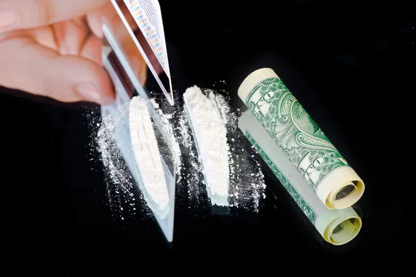 Cocaïne en geld — Stockfoto