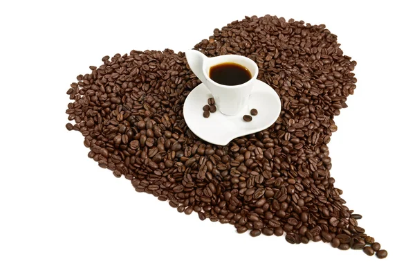Coffe cup on heart shape — Stock Photo, Image