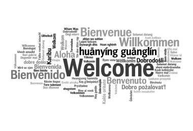 Welcome phrase words cloud concept clipart