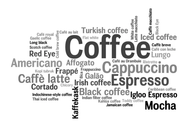 Kaffee konzeptionelle Wortwolke — Stockfoto