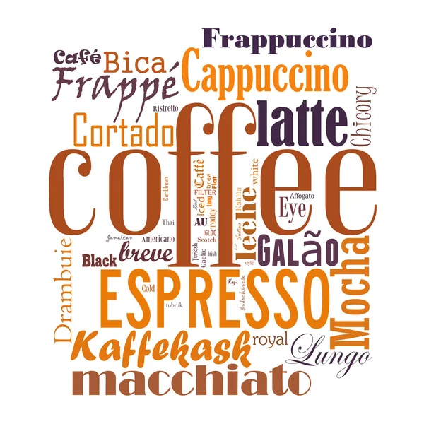 Kaffee Wort Wolke Collage — Stockfoto