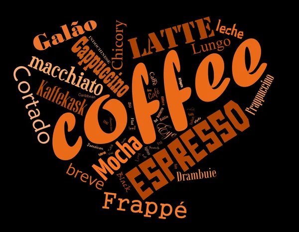 Kaffee Wort Wolke Collage — Stockfoto