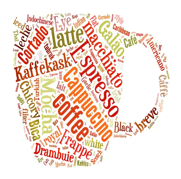 Kaffe, espresso, cappuccino, macchiato, word cloud — Stockfoto