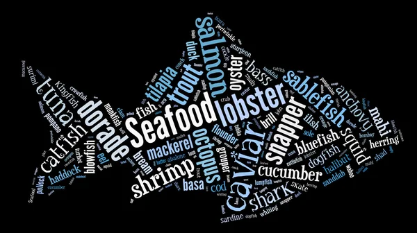 Seafood word cloud — Stock Photo, Image