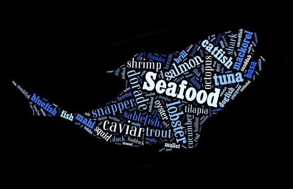 Seafood word cloud — Stock Photo, Image