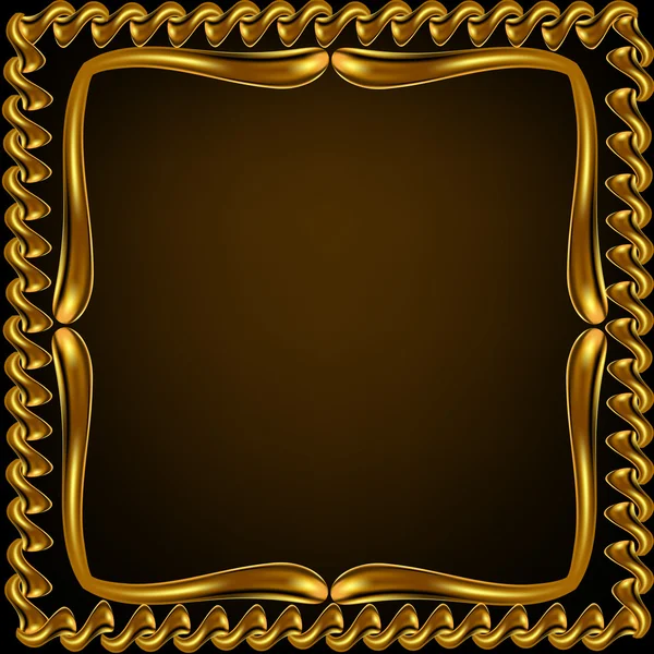 Brun bakgrund ram med gold(en) mönster — Stock vektor