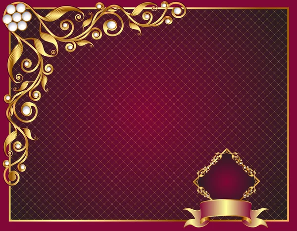 Gold(en) sebze süsleme ve pearl ile arka plan çerçeve