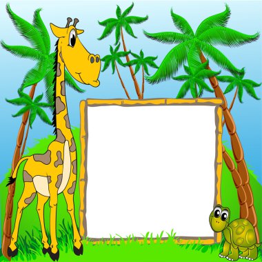 arka plan zürafa ve terrapin palms arka plan üzerinde