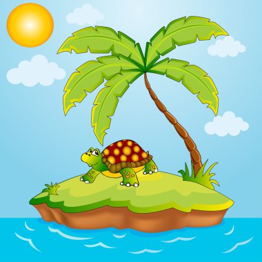 Güney Adası palmiye ve terrapin