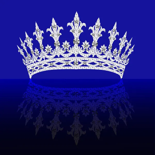 Diadema femenina con reflexión sobre vuelta fondo azul — Vector de stock