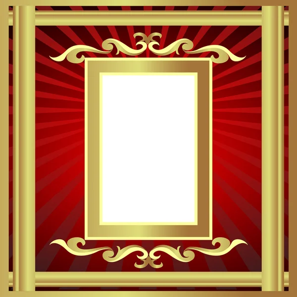 Marco de oro (es) con patrón y rayo — Vector de stock
