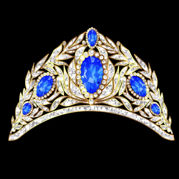 黒の背景に美しい diadem フェミニンな結婚式 — ストックベクタ