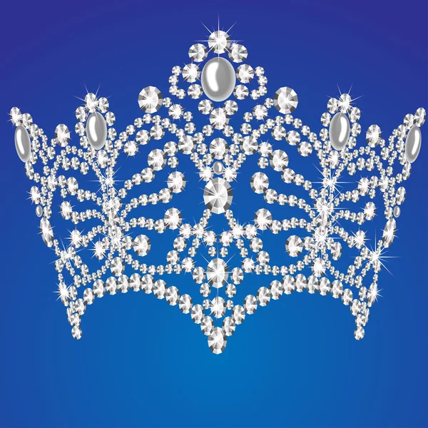 Bellissimo diadema matrimonio femminile su sfondo blu — Vettoriale Stock