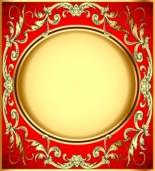 Arka plan deseni kırmızı zemin üzerine altın — Stok Vektör