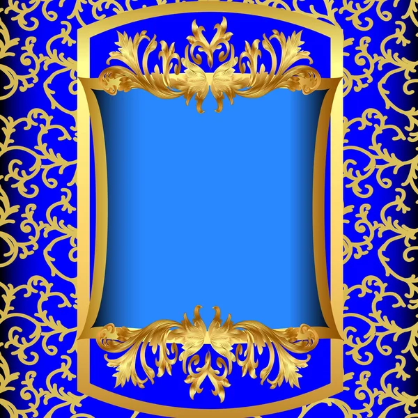 Fondo azul con muestra de oro (en) sobre fondo de la patte — Vector de stock
