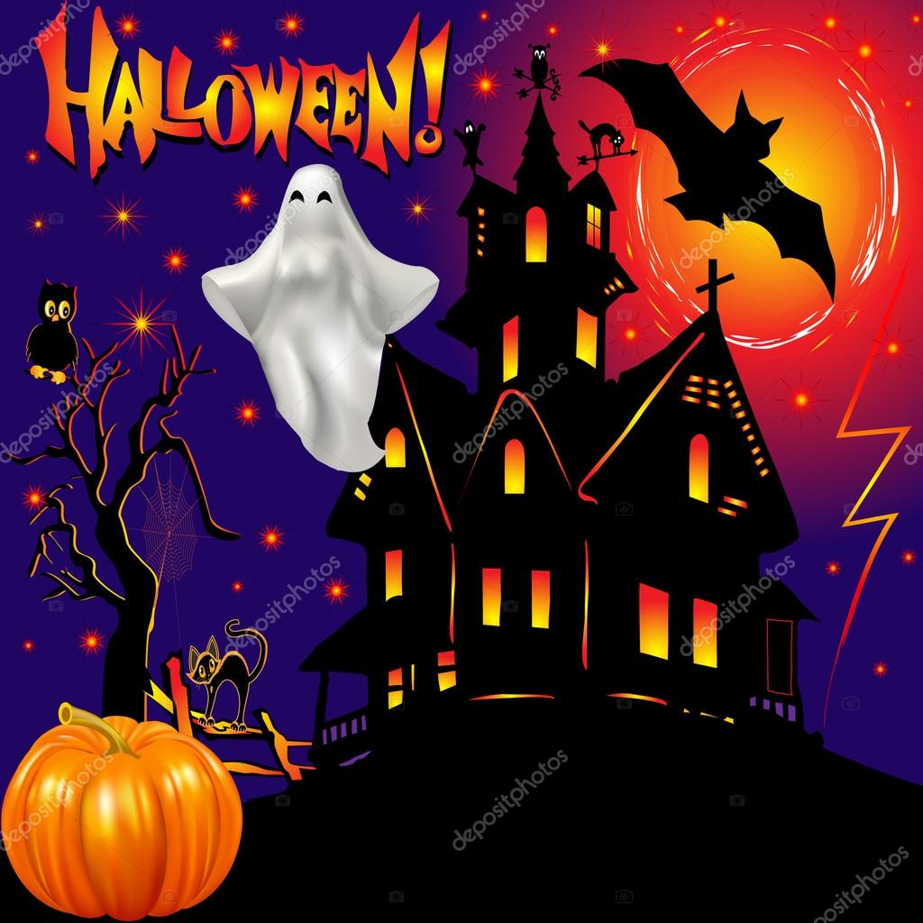 Holiday adduction pumpkin house cat lightning Stock Vector Image by