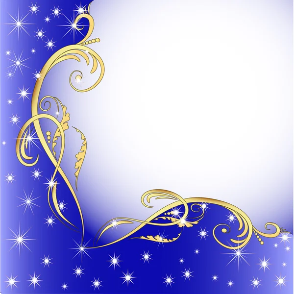 Fondo con oro (es) un ornamento y estrellas — Vector de stock