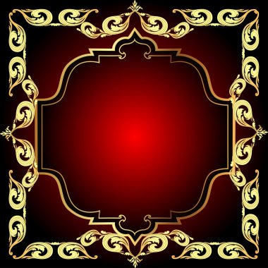 kırmızı bir arka plan bir altın desenli kare