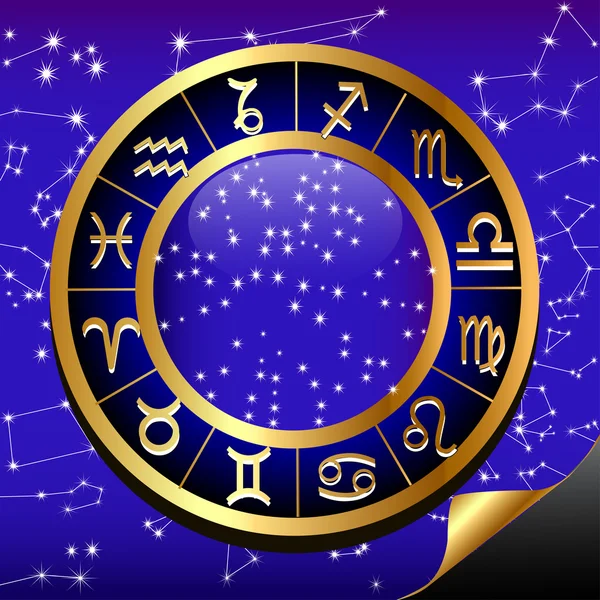 Gece gökyüzü ve gold(en) Burcu takımyıldızı işareti çemberi