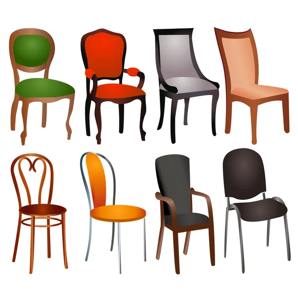 Set di sedie diverse per la casa e l'ufficio — Vettoriale Stock