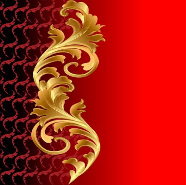 kırmızı arka plan ile bir altın çiçek süsleme