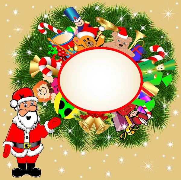 Background with Santa Claus and gifts — Stock Vector