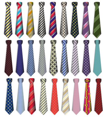 Of a set of male business ties on a white background clipart
