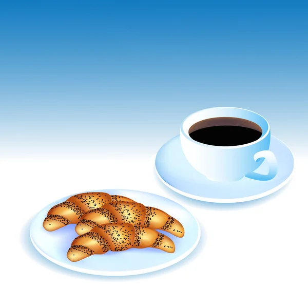 Einer Tasse Kaffee und Croissants — Stockvektor