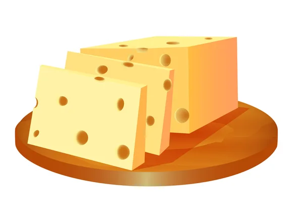 Of cheese cut in the board — Stock Vector