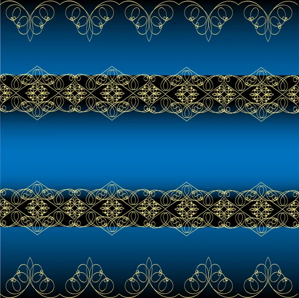 Fondo blu con ornamento in oro — Vettoriale Stock