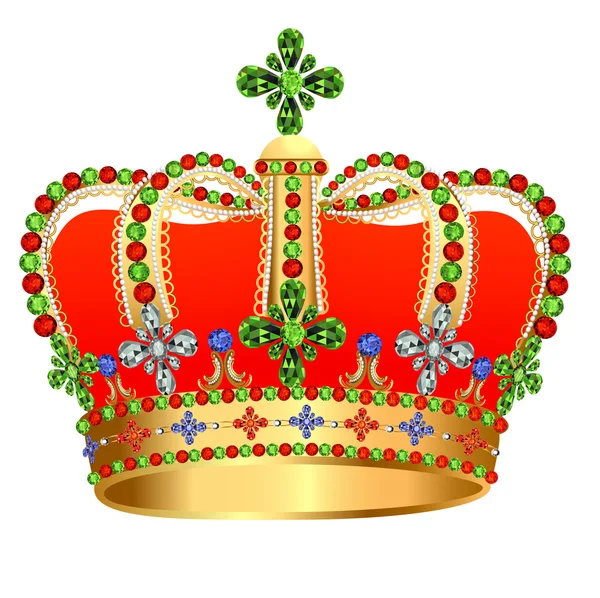 Of royal gold crown with jewels — Stock Vector