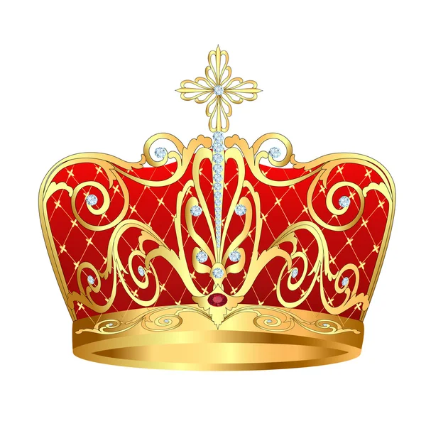 De coroa de ouro real com jóias —  Vetores de Stock
