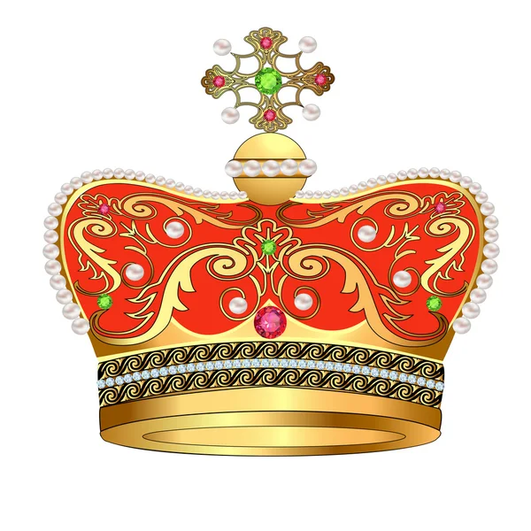 Of royal gold crown with jewels — Stock Vector