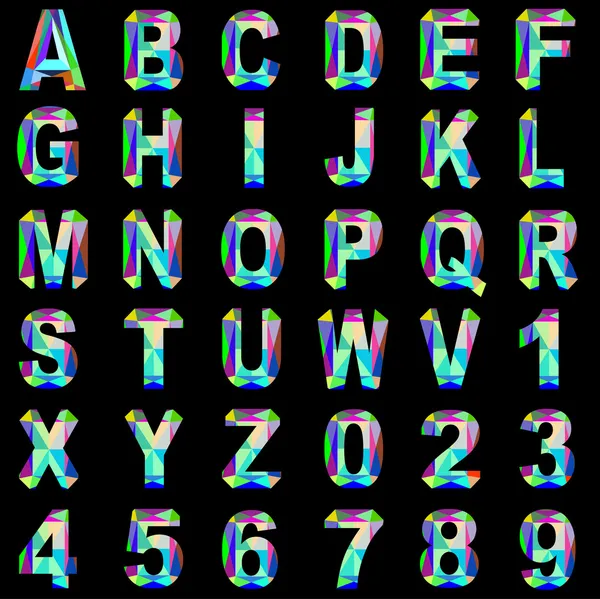 De la police alphabet gemme et verre coloré — Image vectorielle