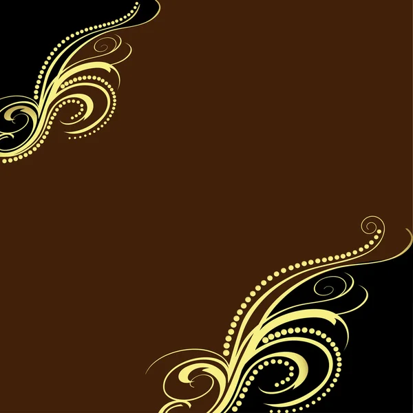 Bakgrund med gold(en) ornament och bruna band — Stock vektor