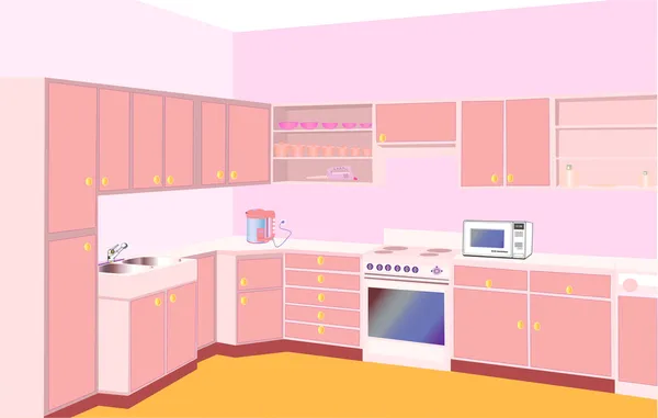 关于由集现代厨房家具 — 图库矢量图片