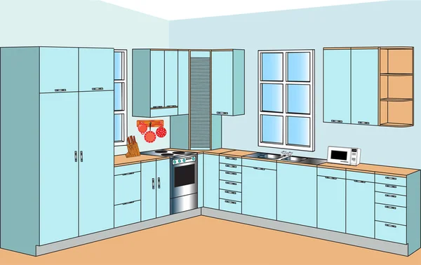 Muebles para el interior de las cocinas — Vector de stock