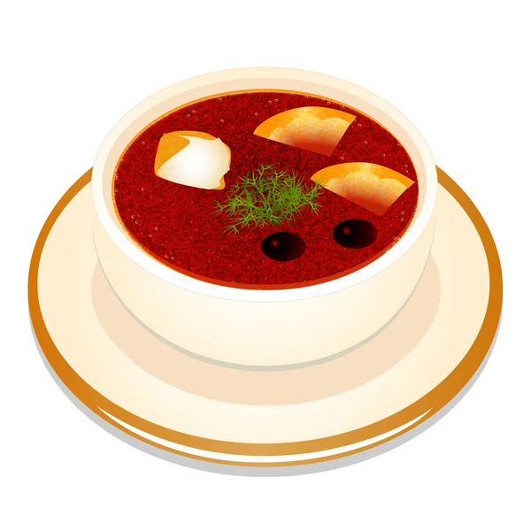 De soupe ukrainienne hodgepodge à la crème sure dans un bol — Image vectorielle