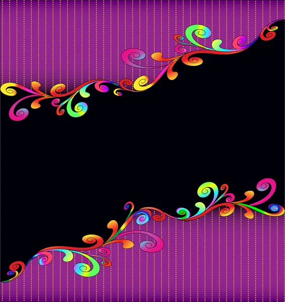 Fondo con coloridos remolinos y rayas doradas — Vector de stock