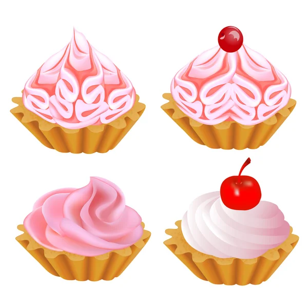 Of a set of pink cake — Stock Vector