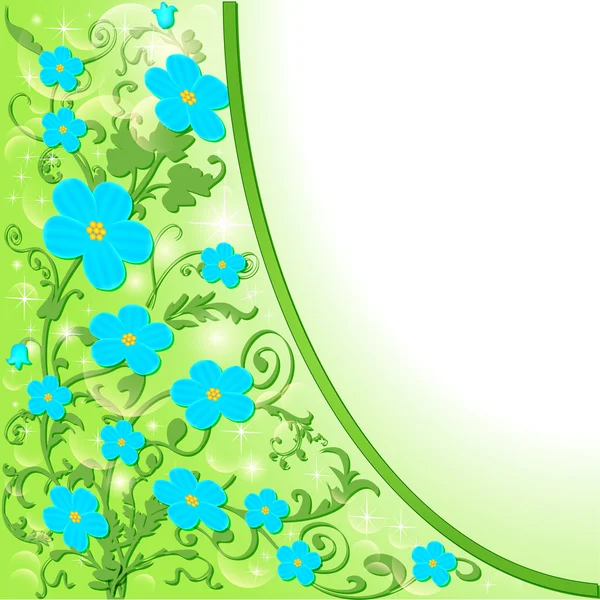 Del fondo con flores azules — Vector de stock